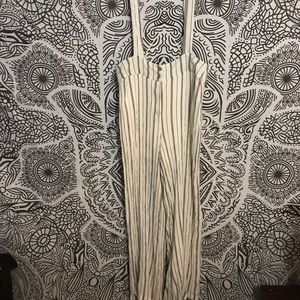 White Striped Overalls